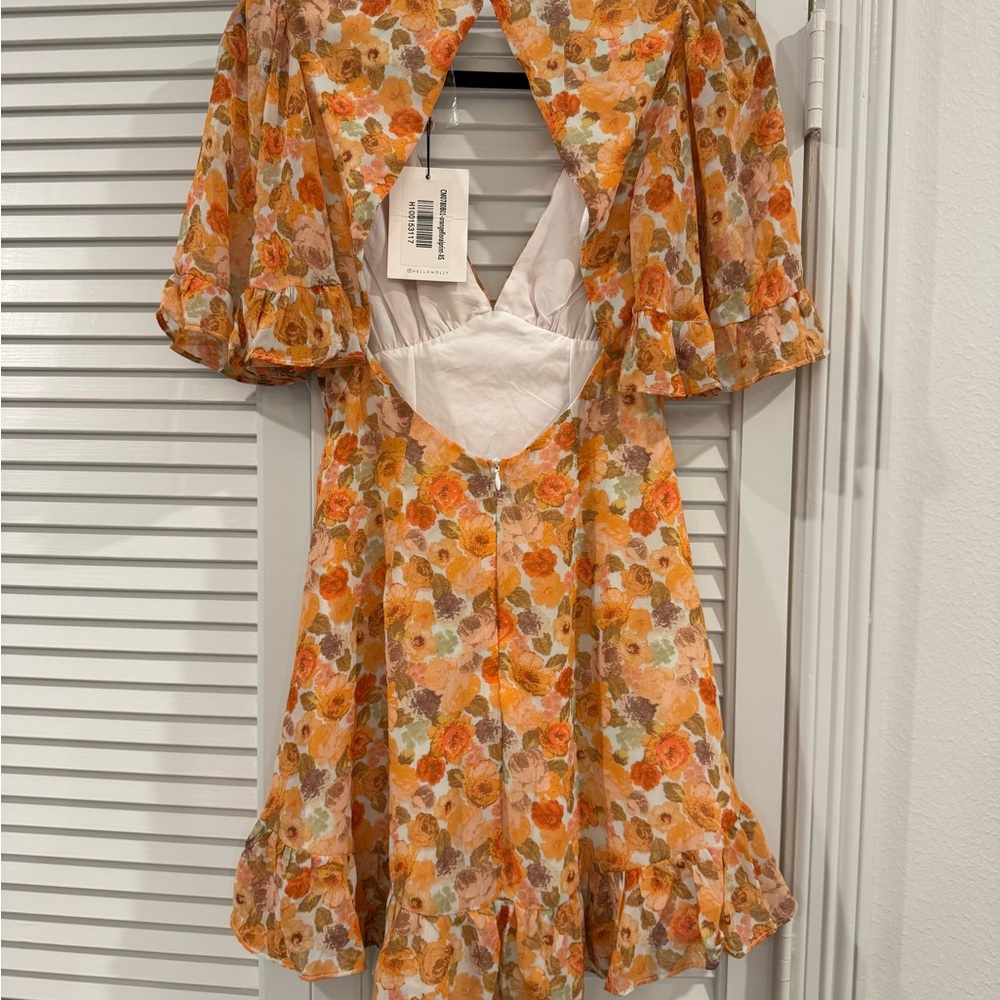 Hello Molly Orange and Cream Floral Dress - Picture 4 of 4
